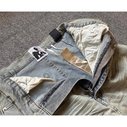 Brand New Rick Washed Blue Zipper Pocket Fit slim fit PANT Jeans Cotton Denim Pants Comfort Casual Jeans Size S M L XL #B4