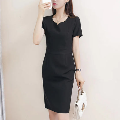 Summer Plus Size Women's Classy Fat mm Slimming Look and Flesh-Covering 100kg Work Clothes Elegant Summer Professional Dress