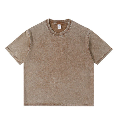 Washed Vintage T-Shirts Men's Street Hip Hop Retro Punk T Shirt Harajuku Casual 250gsm Cotton Short Sleeve Acid Wash TShirts Top