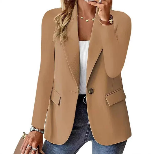 Fashion And Casual Women's Jacket, Spring And Autumn New Style, Solid Color Lapel Long Sleeved Suit Jacket