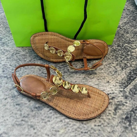 2025 Clip Toe Herringbone Sandals Women Summer Outer Fashion Flat Beach Roman Sandals