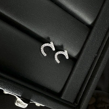 Arabic Love Letter Earrings for Women silver Plated AAA Zircon Earrings 2023 Luxury Aesthetic Jewelry Gift Wife Lover Jewelry