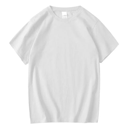 Summer Men's Short Sleeved T-shirt High-Quality Combed Cotton Solid Color Fashion Casual Round Neck Cool Women/Men Tops Loose