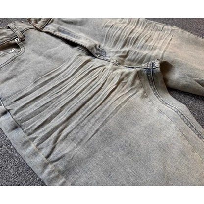 Brand New Rick Washed Blue Zipper Pocket Fit slim fit PANT Jeans Cotton Denim Pants Comfort Casual Jeans Size S M L XL #B4
