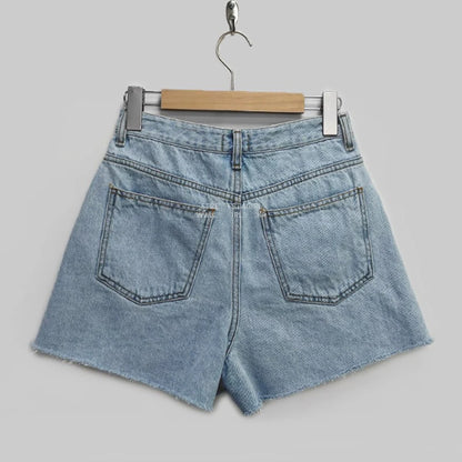 Korean Summer Y2K High Waist Jorts LOVE Heart Shaped Pattern Women's Denim Shorts Casual Jeans Chic Straight Washed Hot Pants