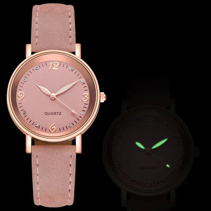 Light Luxury Luminous Quartz Wristwatches for Women Elegant Leather Band Analog Quartz Watches Casual Versatile Watches 스켈레톤 시계