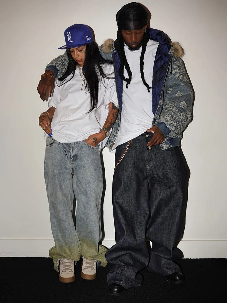 Fait * 25SS American retro red-edged red-eared original cow jeans three-dimensional scimitar pants