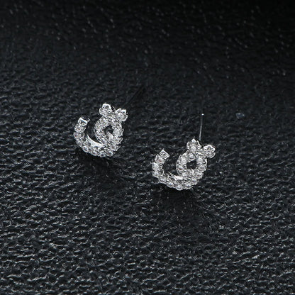 Arabic Love Letter Earrings for Women silver Plated AAA Zircon Earrings 2023 Luxury Aesthetic Jewelry Gift Wife Lover Jewelry
