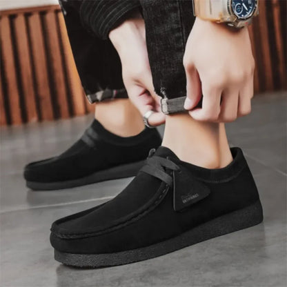 Fashion Khaki Casual Shoes For Men Suede Leather Loafers Men Platform Slip-on Men's Driving Shoes Lightweight Leisure Men Shoes