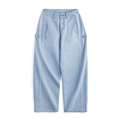 Maden Vintage Deconstructed Washed Jeans Women Spring Fall Straight Leg Wide Denim Pants Heavyweight Casual Streetwear Trousers