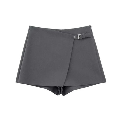 Willshela Women Fashion Solid Bandage Side Zipper Mini Skirts Shorts Vintage High Waist Female Chic Lady Shorts