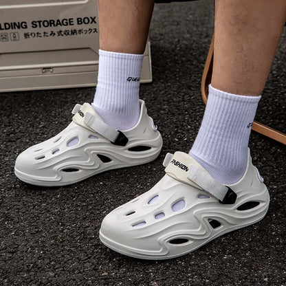 ZHIDA Men Summer Anti-slip Soft EVA Slippers Male Outdoor Hole Garden Sandals Casual Breathable Comfortable Flat Indoor Shoes