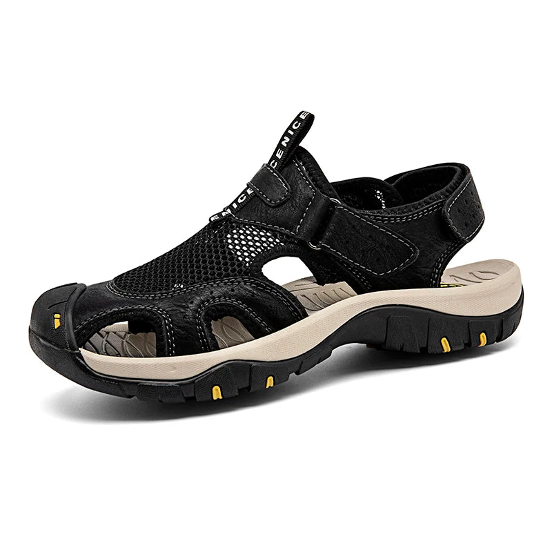 Summer Men's Sandals Breathable Mesh Upper Mens Casual Shoes Outdoor Men Leather Sandals for Men Beach Sandals Roman Mens Shoes