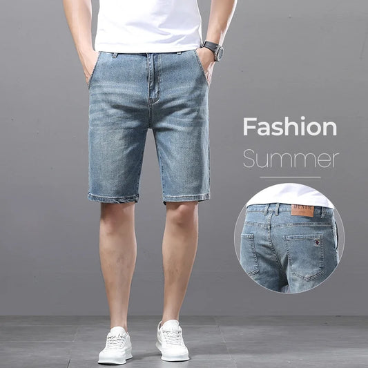 New Summer Fashion Denim Shorts Men Vintage Classic Straight Casual Business Short Jeans Cotton Stretch Washed Men's Shorts