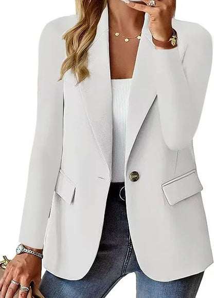Fashion And Casual Women's Jacket, Spring And Autumn New Style, Solid Color Lapel Long Sleeved Suit Jacket