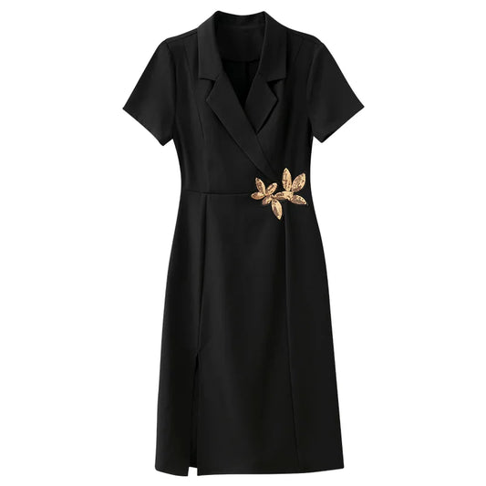 Plus Size Women's Summer Suit Dress with Drapey Business Wear Classy Elegant Goddess Style Fat mm Slimming Look Skirt