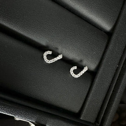 Arabic Love Letter Earrings for Women silver Plated AAA Zircon Earrings 2023 Luxury Aesthetic Jewelry Gift Wife Lover Jewelry