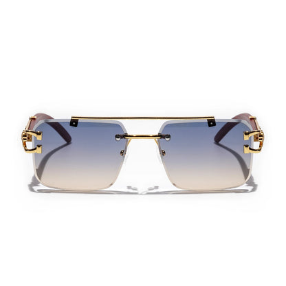 Ruiao Rimless Pilot Luxury Designer Brand Square Sunglasses Diamond Cut Shades UV400 Frameless Eye Glasses for Men And women