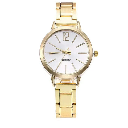 Fashion Women Elagant Watch Casual Simple Steel Strap Quartz Watch Love Bracelet 2pcs Set Luxury Temperament Wristwatch Reloj