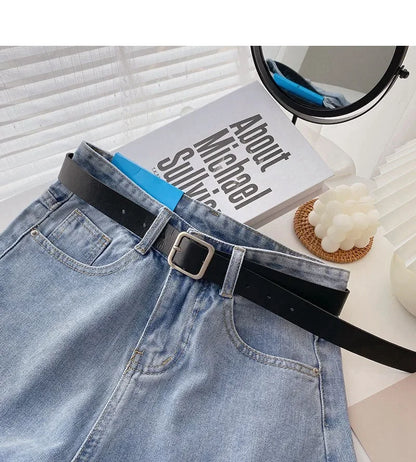 2022 New Spring Summer High-Waisted Slimming A- Line Denim Shorts Women's Loose-Fit Casual Heat Pants Rolled Edge Design