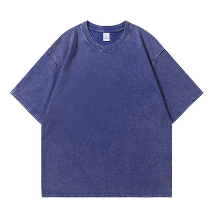 Washed Vintage T-Shirts Men's Street Hip Hop Retro Punk T Shirt Harajuku Casual 250gsm Cotton Short Sleeve Acid Wash TShirts Top