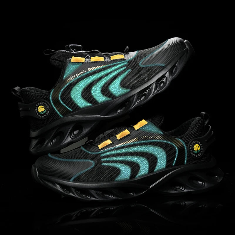 Rotary Buckle Work Sneakers Protective Shoes Lightweight Safety Shoes Puncture-Proof Anti-smash Steel Toe Shoes Work Footwear