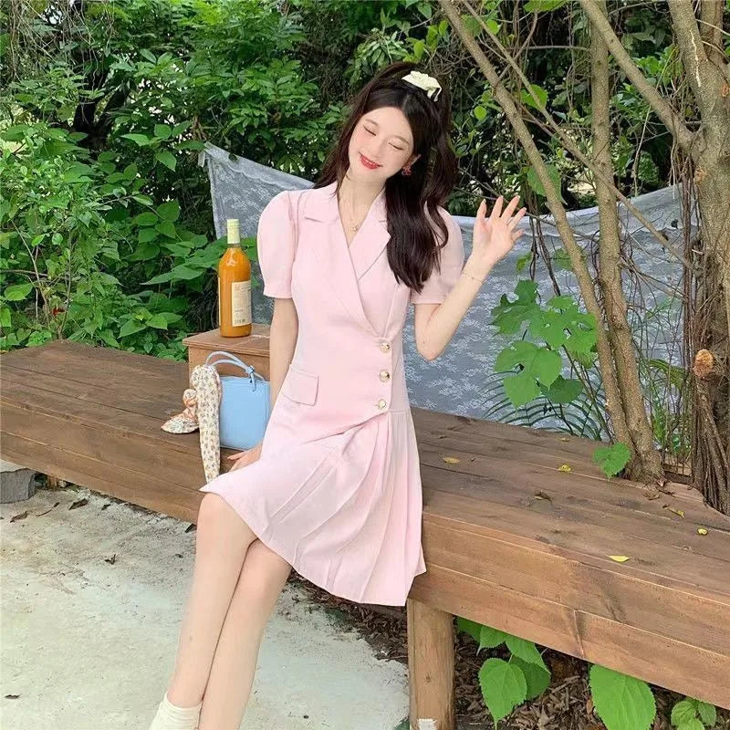 CGC Casual Slim Office Elegant Short Dresses For Women Korean Fashion Summer White Dresses 2024 Short Sleeve Female Clothing