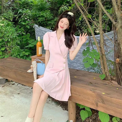 CGC Casual Slim Office Elegant Short Dresses For Women Korean Fashion Summer White Dresses 2024 Short Sleeve Female Clothing
