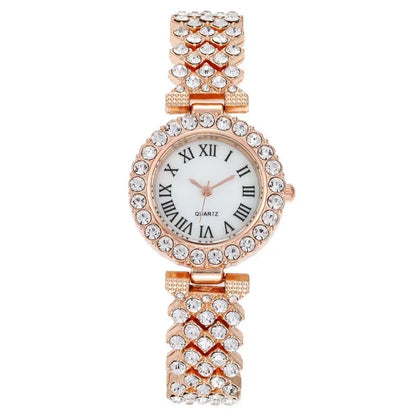 6PCS Set Women Watch Clock Roman Dial Luxury Brand Design Casual Ladies Quartz Wrist Watch Bracelet Set Women Montre Femme Reloj