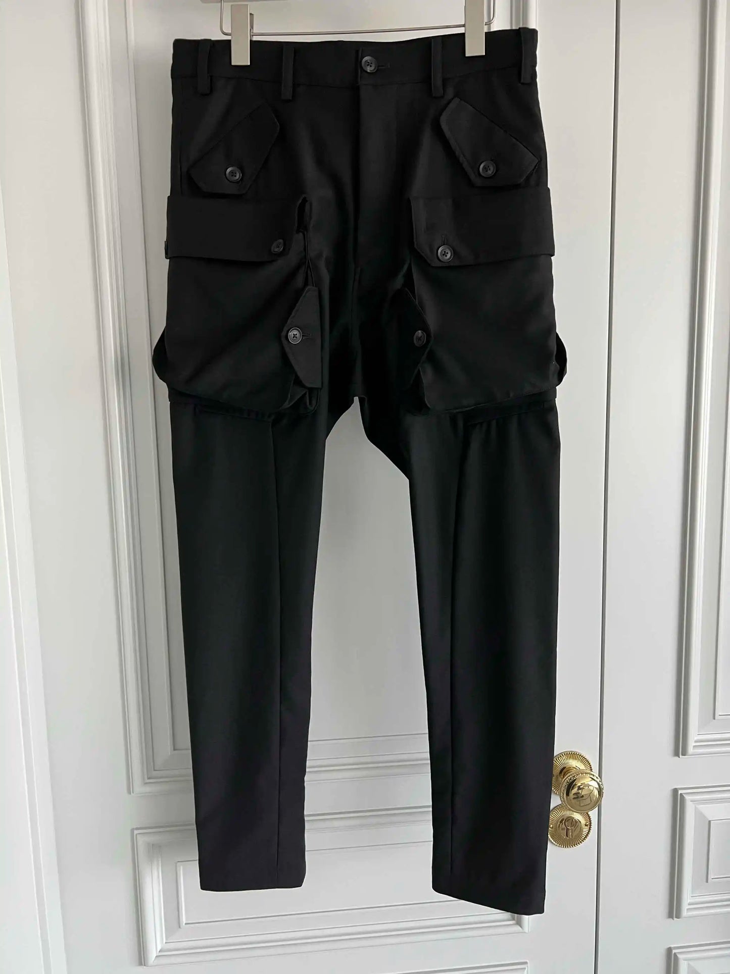 TOP-YAMAMOTO original design straight-leg trousers, woolen gabardine hip-hop skateboard trousers