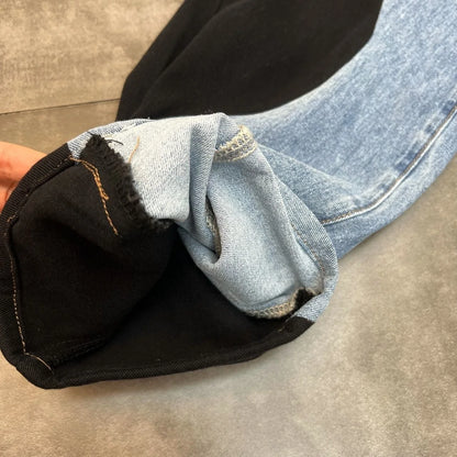 PREPOMP 2022 Summer New Arrivals Blue Denim Patchwork Long Pants Women Full Length Jeans Streetwear GF672