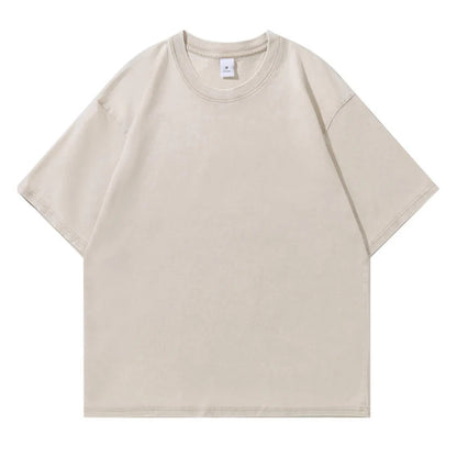 Washed Vintage T-Shirts Men's Street Hip Hop Retro Punk T Shirt Harajuku Casual 250gsm Cotton Short Sleeve Acid Wash TShirts Top
