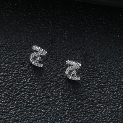 Arabic Love Letter Earrings for Women silver Plated AAA Zircon Earrings 2023 Luxury Aesthetic Jewelry Gift Wife Lover Jewelry