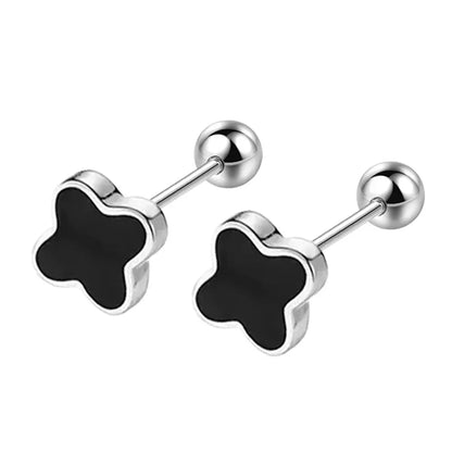 925 Sterling Silver Black heart Star Round Small Stud Earrings for Women Luxury High Quality Wedding Party Jewelry Gift