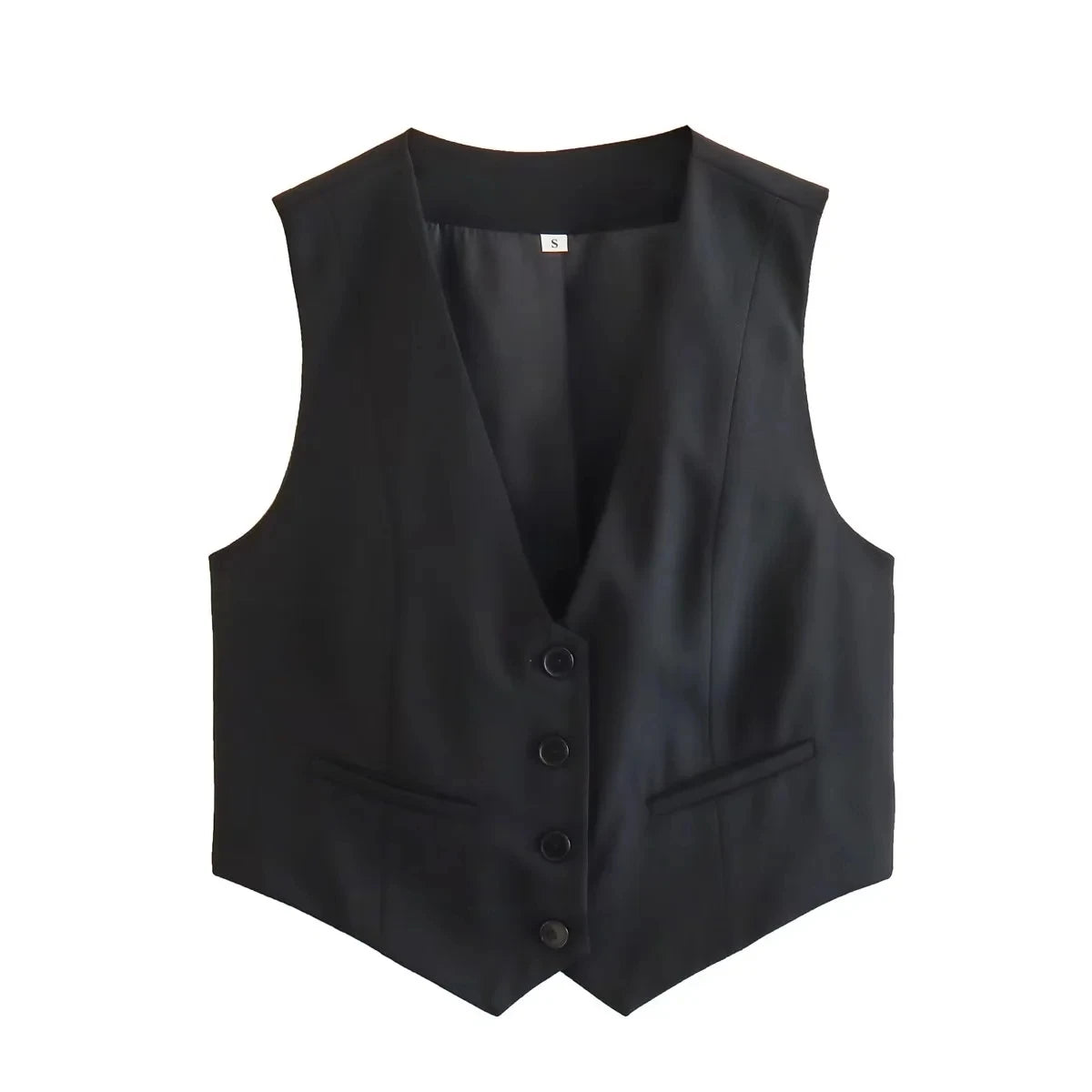 TRAFZA Fashion Women Vest Sleeveless Vests for Women Chic V-Neck Single-Breasted Ladies Elegant White Waistcoat Tops