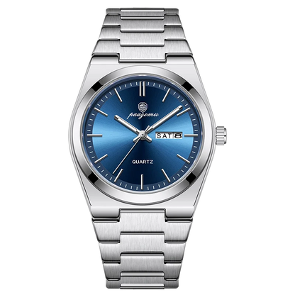 PENGAGAR Luxury Men Watch Date Week Waterproof Luminous Stainless Steel Watch For Man Casual Quartz Men's Watches Male Sport+Box