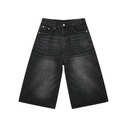 Women's Retro Wide Leg Baggy Casual Denim Shorts Harajuku Aesthetic High Waist Loose Shorts 2024 Summer Fashion Punk Shorts