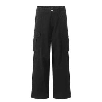 New American high street brown jeans for women washing straight spring and autumn loose casual gothic trousers wide-leg pants
