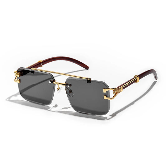 Ruiao Rimless Pilot Luxury Designer Brand Square Sunglasses Diamond Cut Shades UV400 Frameless Eye Glasses for Men And women